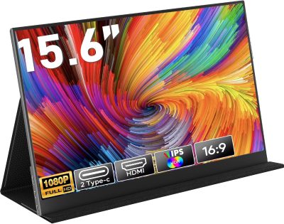 Armazém Brasil, Monitor Portatil 15,6'', FHD 1080P Monitor Portátil Conectado Com USB C Dupla/HDMI, IPS Extensor De Tela para Notebook com VESA e Funda Inteligente magnético, Plug and Play ZW-P156A06-2610-HG