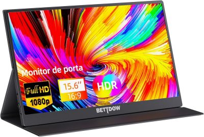 Bettdow Monitor Portatil 15,6'', FHD 1080P Monitor Portátil Conectado Com USB C Dupla/HDMI, IPS Extensor De Tela para Notebook com VESA e Suporte ajustável Funda Inteligente magnético, Plug and Play