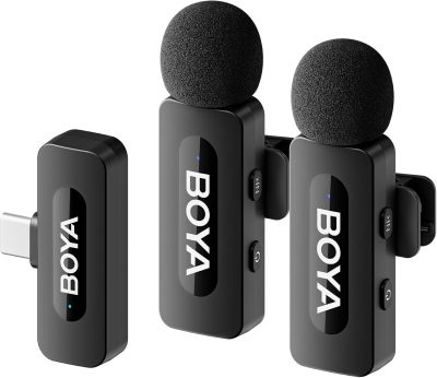 BOYA Microfone sem fio BY-V20 USB-C para Android Type-C, iPhone 16/15, 328FT Los Range, bateria 9H - BY-V20(USB-C)