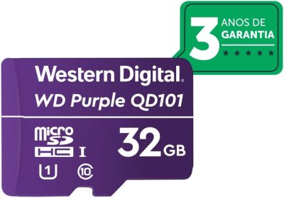 Cartão de Memória Com 3 anos de Garantia Micro SD 32GB WD Purple Intelbras 143049