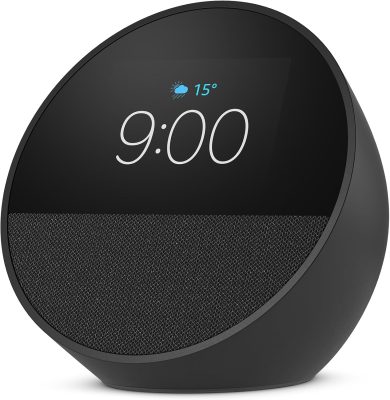 Echo Spot com Alexa (Geração mais recente) | Despertador inteligente com som vibrante | Cor Preta, com Acesso Antecipado à Alexa+