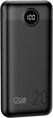 I2GO, Carregador Portátil (Power Bank) Ultra Rápido 20000mAh, Power Delivery 20W, 2 Saídas USB + 1 Saída/Entrada USB-C, Preto, i2GO PRO PROBAT18