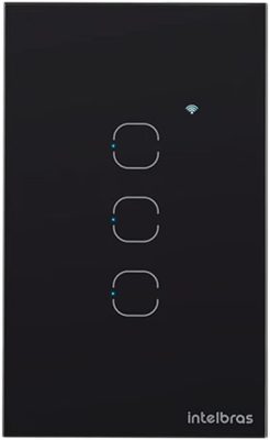 Interruptor Touch Inteligente Com 3 Teclas EWS 1003 Preto Intelbras