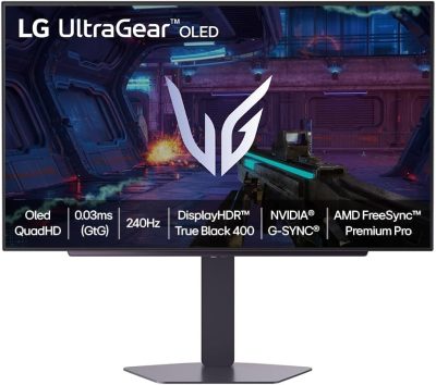 LG UltraGear Monitor Gamer OLED 27" OLED 240Hz 0.03ms (GtG) QHD 2K (2560x1440) HDR True Black 400 NVIDIA G-SYNC AMD FreeSync Premium Pro VESA AdaptiveSync, Preto - 27GX704A 27GX704A-B.AWZM