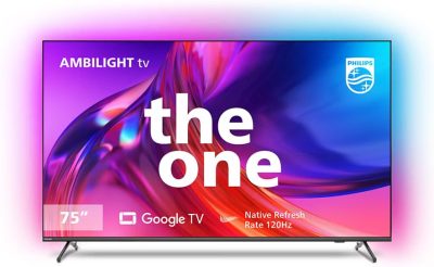 PHILIPS, Smart TV, Ambilight THE ONE 75" 4K 120 Hz, 75PUG8808/78, Google TV, P5, DTS Play-Fi, Freesync, Dolby Vision e Atmos, 40 WRMS