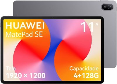 Tablet, HUAWEI MatePad SE 11, 4+128GB, Tela HUAWEI FullView de 11" para Conforto Visual,Superbateria de 7700 mAh 22,5W,Câmera Traseira 8 MP,Câmera Frontal 5 MP,Cinza Nebula Agassi6-W09B