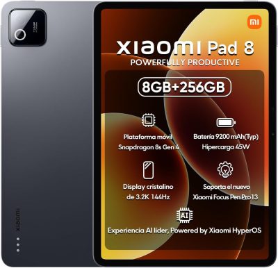 Tablet Xiaomi Mi Pad 8 de 11,2 polegadas, 8 GB de RAM + 256 GB de armazenamento, ecrã 3,2 K de 144 Hz, Snapdragon 8s Gen 4, bateria de 9200 mAh, carregamento rápido