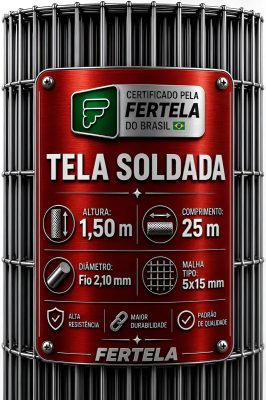 Tela Cerca Soldada Altura 1,50 X 25m Malha 5x15cm Fio 2,10mm