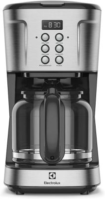 Cafeteira Elétrica Electrolux inox filtro permanente removivel capacidade 1,5L 38 xicaras função timer painel digital desligamento automatico ECM30 127v, cor aço escovado