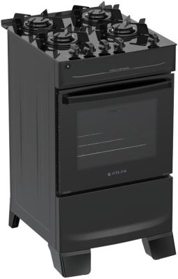 Fogão 4 Bocas Atlas Mônaco Top Glass Mesa de Vidro Bivolt 300002050