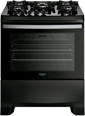 Fogão 5 Bocas Dako Supreme Black Glass com Timer Digital e Mesa de Vidro Preto Bivolt