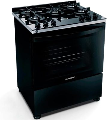 Fogão 5 Bocas de Piso Brastemp Mesa de Vidro Bivolt Preto BFS5VCE 517905
