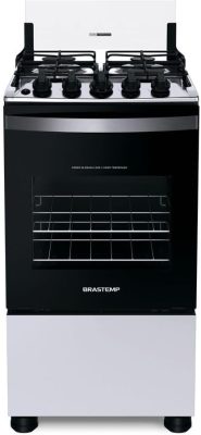 Fogão Brastemp 4 Bocas Branco com Duas Prateleiras com Alturas Ajustáveis - BFO4NBB Bivolt 326030995