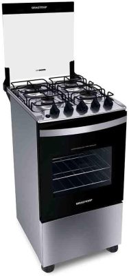 Fogão Brastemp 4 Bocas Inox com Duas Prateleiras com Alturas Ajustáveis - BFO4NBR Bivolt