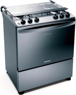 Fogão Brastemp 5 Bocas Cor Inox Com Botões Removíveis E Exclusivo Aro Protetor - BFS5NCR BIVOLT BFS5NCRUNA