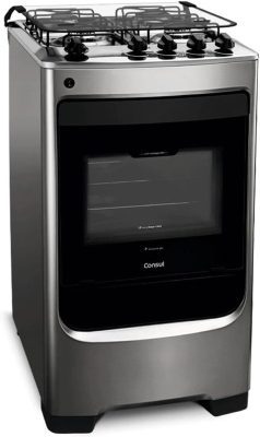 Fogão Consul 4 bocas cor Inox com acendimento automático - CFO4NAR BIVOLT 1479