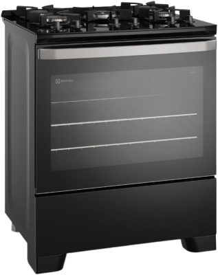 Fogão de Piso 5 Bocas à Gás Electrolux FE5GB Efficient com Mesa de Vidro Preto Bivolt