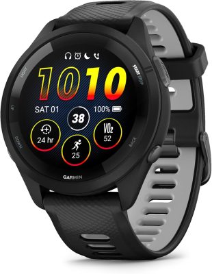Garmin Relógio Forerunner 265 Music Preto com Cinza 46mm com Monitor Cardíaco de Pulso e GPS 010-02810-00