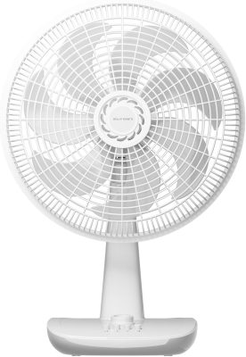 HEPTA WORLD Ventilador de Mesa de Alta Potência de 40 cm, oscilação de 120° com temporizador, sistema de encaixe para montagem rápida, cores branco e branco‑azul