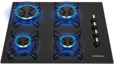 MONDIAL Cooktop a Gás, 4 Bocas, Preto/Inox, Bivolt - CTG-01