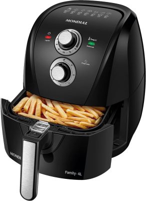 MONDIAL Fritadeira Sem Óleo Air Fryer 4L, Preto/Prata, 1500W, 110V - AFN-40-BFS