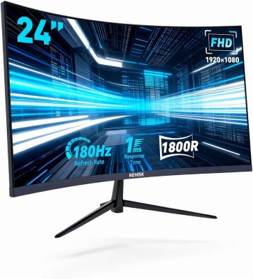 Monitor Gamer Curvo 24” FHD 180Hz 1ms, Tela 1800R, FreeSync e G-Sync Compatível, Alto-Falantes Integrados, HDMI 2.0, DP 1.4, VESA e Luz Azul RE-241KV3a