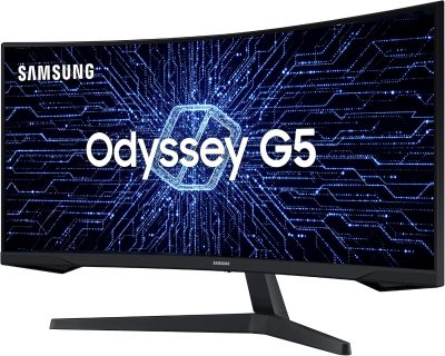 Monitor Gamer Curvo Samsung Odyssey 34’’, Ultra WQHD, 165Hz, 1ms, tela ultrawide, HDMI, Display Port, Freesync Premium, preto, série G5 LC34G55TWWLMZD