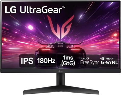 Monitor Gamer LG UltraGear 24” IPS, Full HD, 180Hz, 1ms (GtG), HDMI, DisplayPort, HDR10, sRGB 99%, NVIDIA® G-SYNC®, AMD FreeSync™, Preto - 24GS60F-B