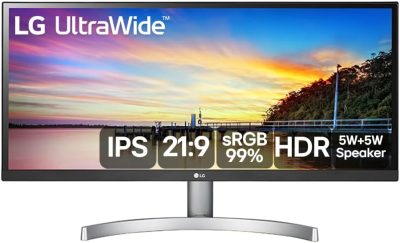Monitor LG 29" UltraWide Full HD Inclinação 75Hz 5ms Branco 29WK600-WAWZ