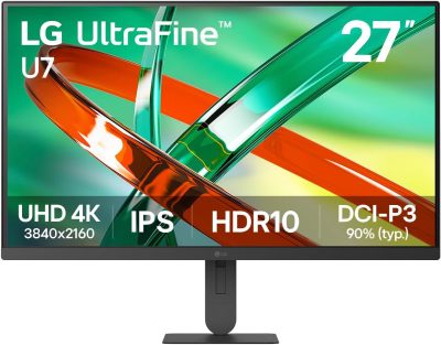 Monitor LG UltraFine - Tela IPS de 27” 4K UHD , HDR10 & DCI-P3 90% , 60Hz, 5ms (GtG), Super Resolution+, HDMI, DisplayPort, Preto - 27U711B