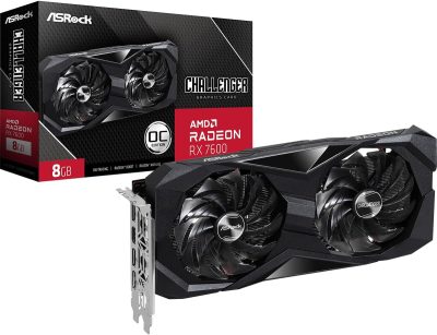 Placa de Vídeo ASRock Radeon RX 7600 Challenger OC, 8GB, GDDR6, 128-Bit, FSR, Ray Tracing, Preto RX7600 CL 8GO