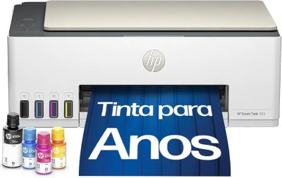 Impressora Multifuncional HP Smart Tank 583 Tanque de Tinta Colorida Wi-Fi com autorreparo, USB - Impressora, Copiadora e Scanner Cor: Branco (4A8D8A)