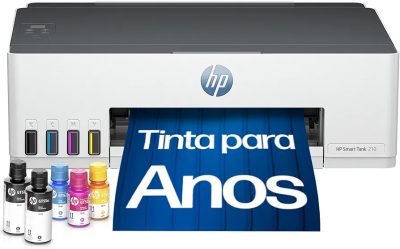 Impressora HP Smart Tank 210 com Tanque de Tinta Colorida - Com Wi-Fi - USB 2.0 de alta velocidade. Funções da impressora: Imprimir. Cor: Branco (3D4L5A)
