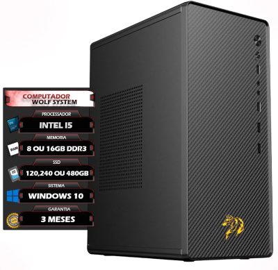 PC Desktop Intel Core i5 2ª Geração, 8GB ou 16GB RAM DDR3, SSD 120GB/240GB/480GB, Windows 10, 4 Portas USB, HDMI, Preto, Torre (120, GB, 8, GB) WS-I5/2G
