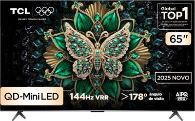 Smart TV TCL 65 Polegadas QD-Mini LED 4K C6K WiFi Bluetooth Google TV 4 HDMI 144Hz HDR10+ 65C6K