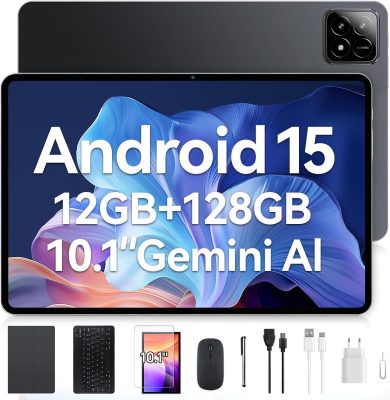 Tablet Xixaomiro Pad 10.1" Android 15, 128GB ROM + 12GB RAM, Tela 120Hz, Octa-Core, Câmera 13MP + 5MP, Bateria 8000mAh, Kit com Teclado, Mouse e Caneta Stylus para Trabalho e Estudos (Cinza claro) S11-35876316