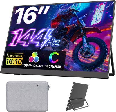 Upperizon Monitor De Jogos Portátil 16 Polegadas Qhd 2.5K 2560X1600 16:10 100 Hz 100% Srgb 10 Bits Monitor De Viagem Para Macbook, Laptop, Pc, Surface, Console De Jogos, Compatível Com Vesa, Com Sup UJ160QHLS