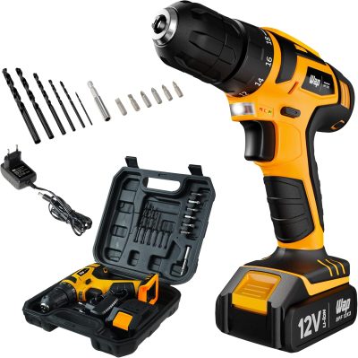 WAP Parafusadeira e Furadeira à Bateria 12V BPF-12K3, Kit de 13 Acessórios e Maleta, Empunhadura Emborrachada, Bivolt FW008649